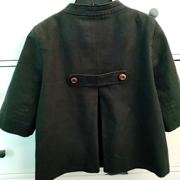 JCrew Black Cropped Coat (100% Silk Body Lining) Size 8 - Picture 3 of 4